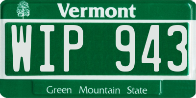 VT license plate WIP943