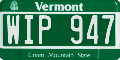 VT license plate WIP947