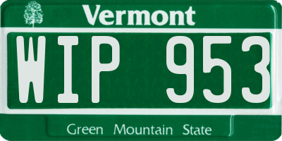 VT license plate WIP953