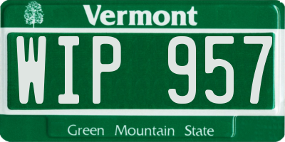 VT license plate WIP957