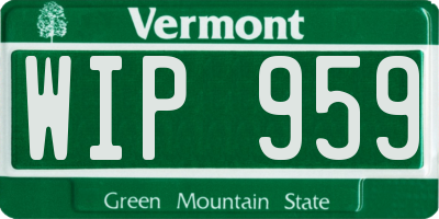 VT license plate WIP959