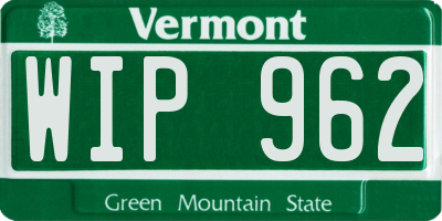 VT license plate WIP962