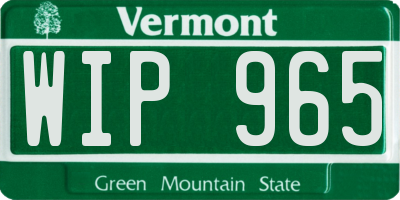 VT license plate WIP965