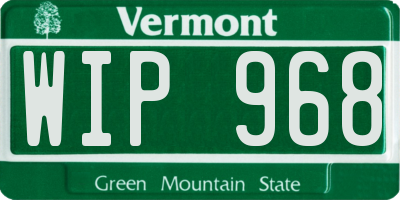 VT license plate WIP968