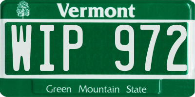 VT license plate WIP972