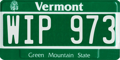 VT license plate WIP973