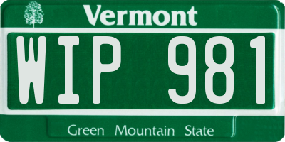 VT license plate WIP981