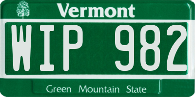 VT license plate WIP982