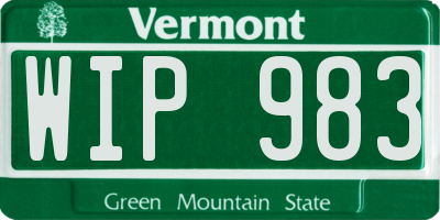 VT license plate WIP983