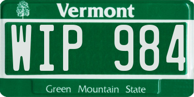 VT license plate WIP984