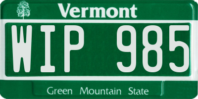 VT license plate WIP985
