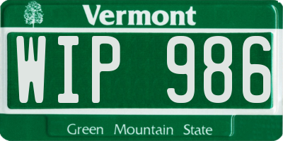 VT license plate WIP986