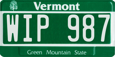 VT license plate WIP987