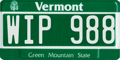 VT license plate WIP988