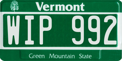 VT license plate WIP992