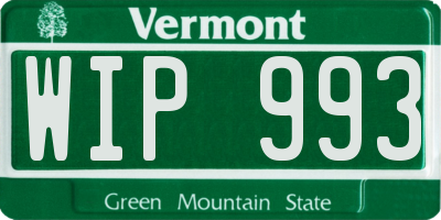 VT license plate WIP993