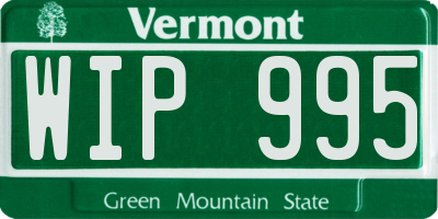 VT license plate WIP995