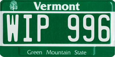 VT license plate WIP996