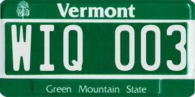 VT license plate WIQ003