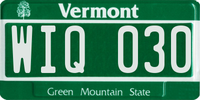 VT license plate WIQ030