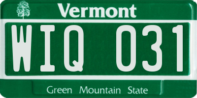 VT license plate WIQ031