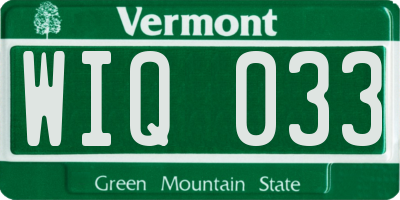VT license plate WIQ033