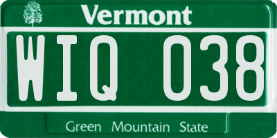 VT license plate WIQ038