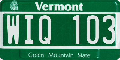 VT license plate WIQ103