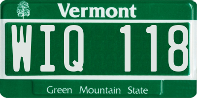 VT license plate WIQ118