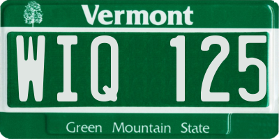 VT license plate WIQ125
