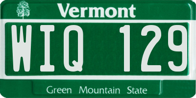 VT license plate WIQ129