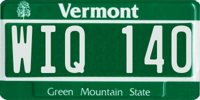 VT license plate WIQ140