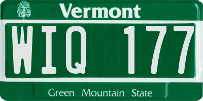 VT license plate WIQ177