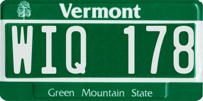 VT license plate WIQ178