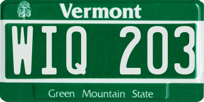 VT license plate WIQ203