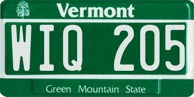 VT license plate WIQ205