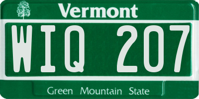 VT license plate WIQ207