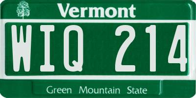 VT license plate WIQ214