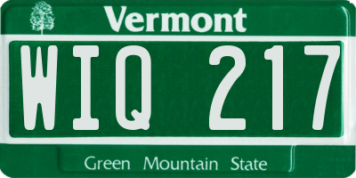 VT license plate WIQ217