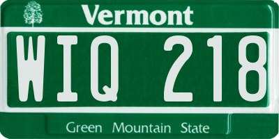 VT license plate WIQ218