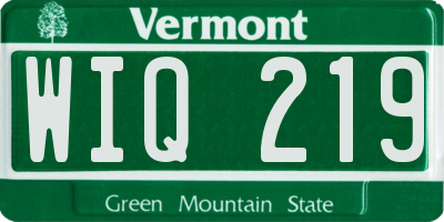 VT license plate WIQ219