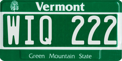 VT license plate WIQ222