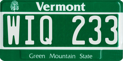 VT license plate WIQ233