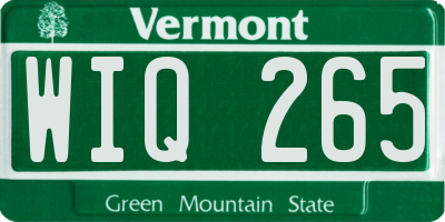 VT license plate WIQ265