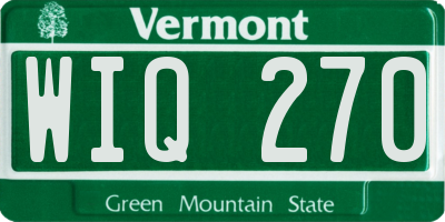VT license plate WIQ270