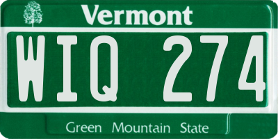 VT license plate WIQ274