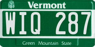 VT license plate WIQ287