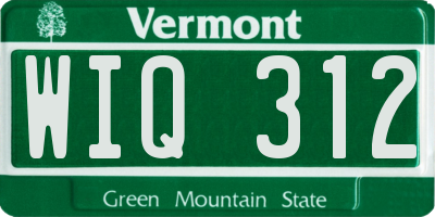 VT license plate WIQ312