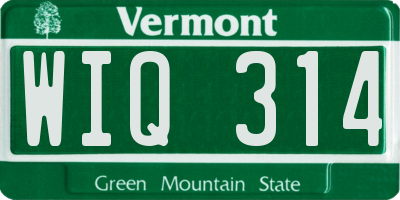 VT license plate WIQ314