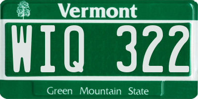 VT license plate WIQ322